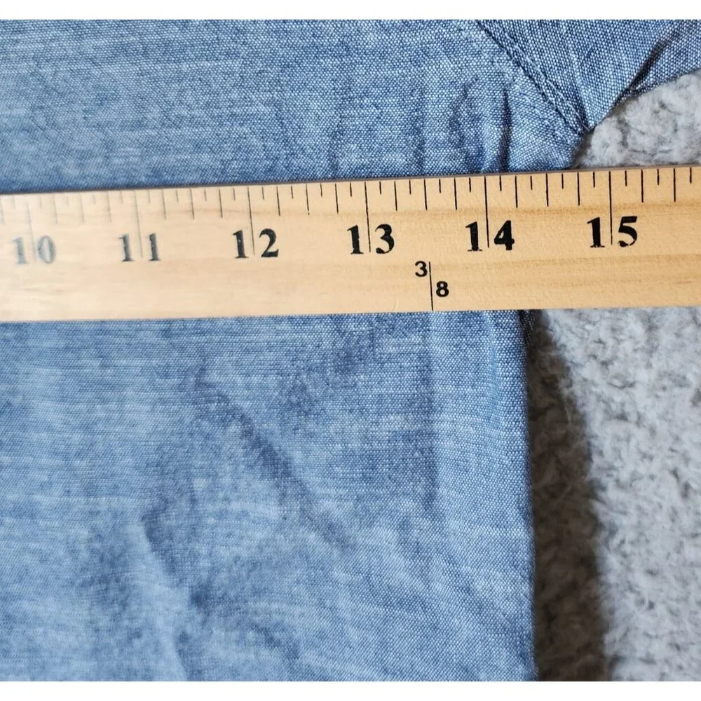 NEW LEVI'S Blue Heather Logo Short Sleeve Button Up‎ Shirt Youth Size 7R Cotton